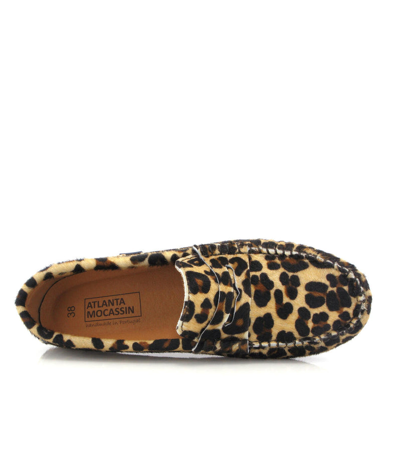 Penny Moccasins in Pony Hair Leather - Leopard Print - Atlanta Mocassin