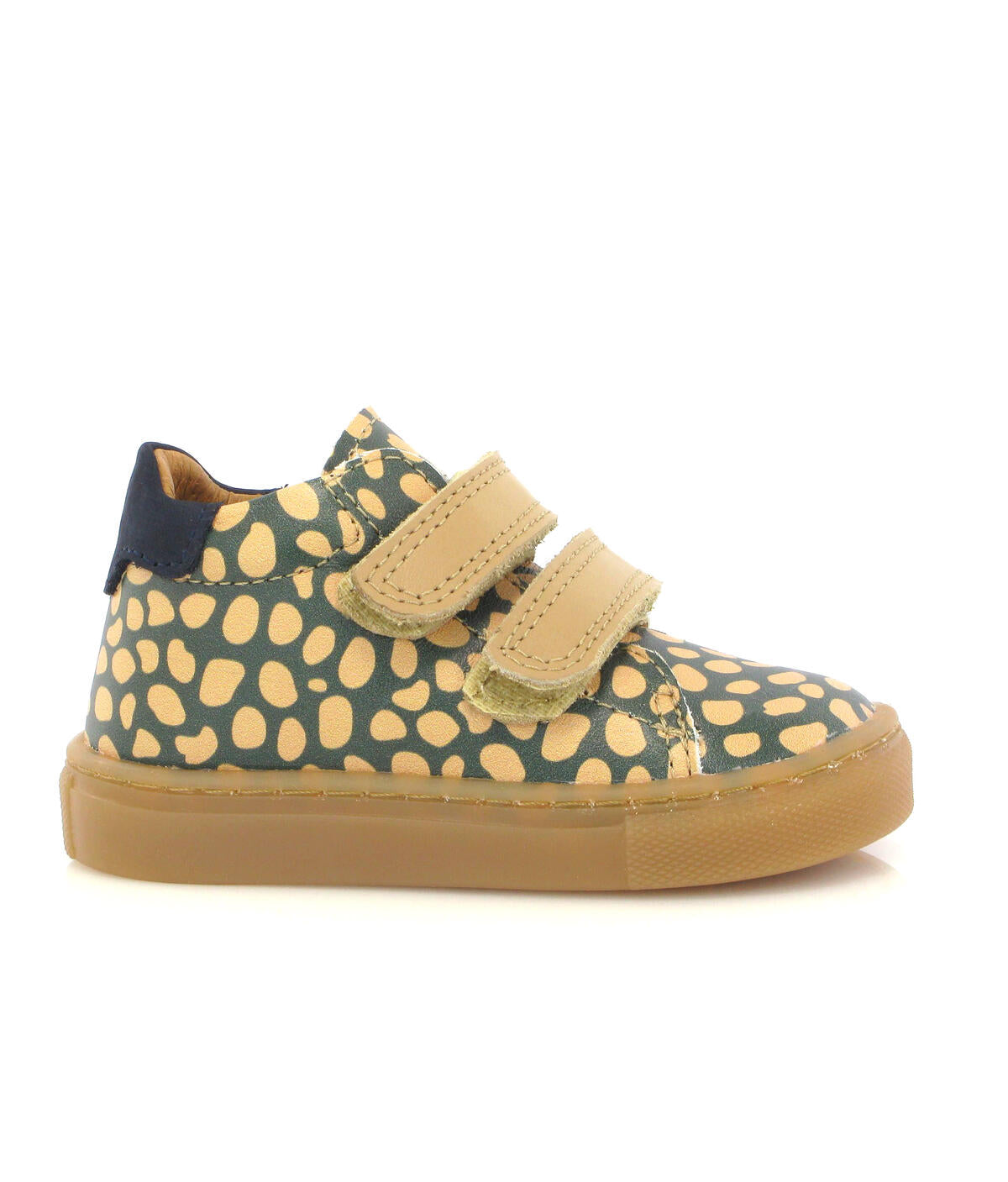 2 Straps Sneakers in Leather - Beige Dino Print - Atlanta Mocassin