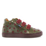 3 Straps Sneaker Boots in Sierra Antik - Green Kaki/Embroidered Flowers - Atlanta Mocassin