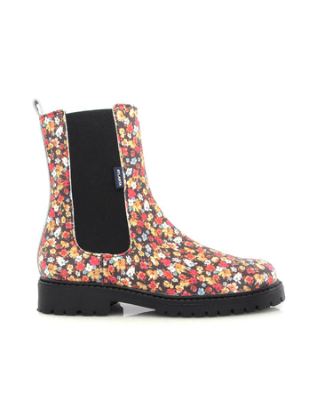 Nyra Boots in Leather - Watercolor Flowers Print - Atlanta Mocassin