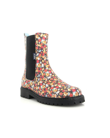 Nyra Boots in Leather - Watercolor Flowers Print - Atlanta Mocassin