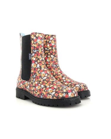 Nyra Boots in Leather - Watercolor Flowers Print - Atlanta Mocassin