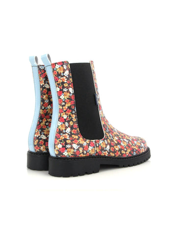 Nyra Boots in Leather - Watercolor Flowers Print - Atlanta Mocassin