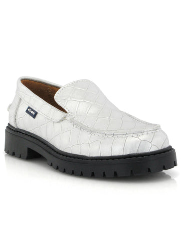 Aurea in Croco-Effect Leather - Silver - Atlanta Mocassin