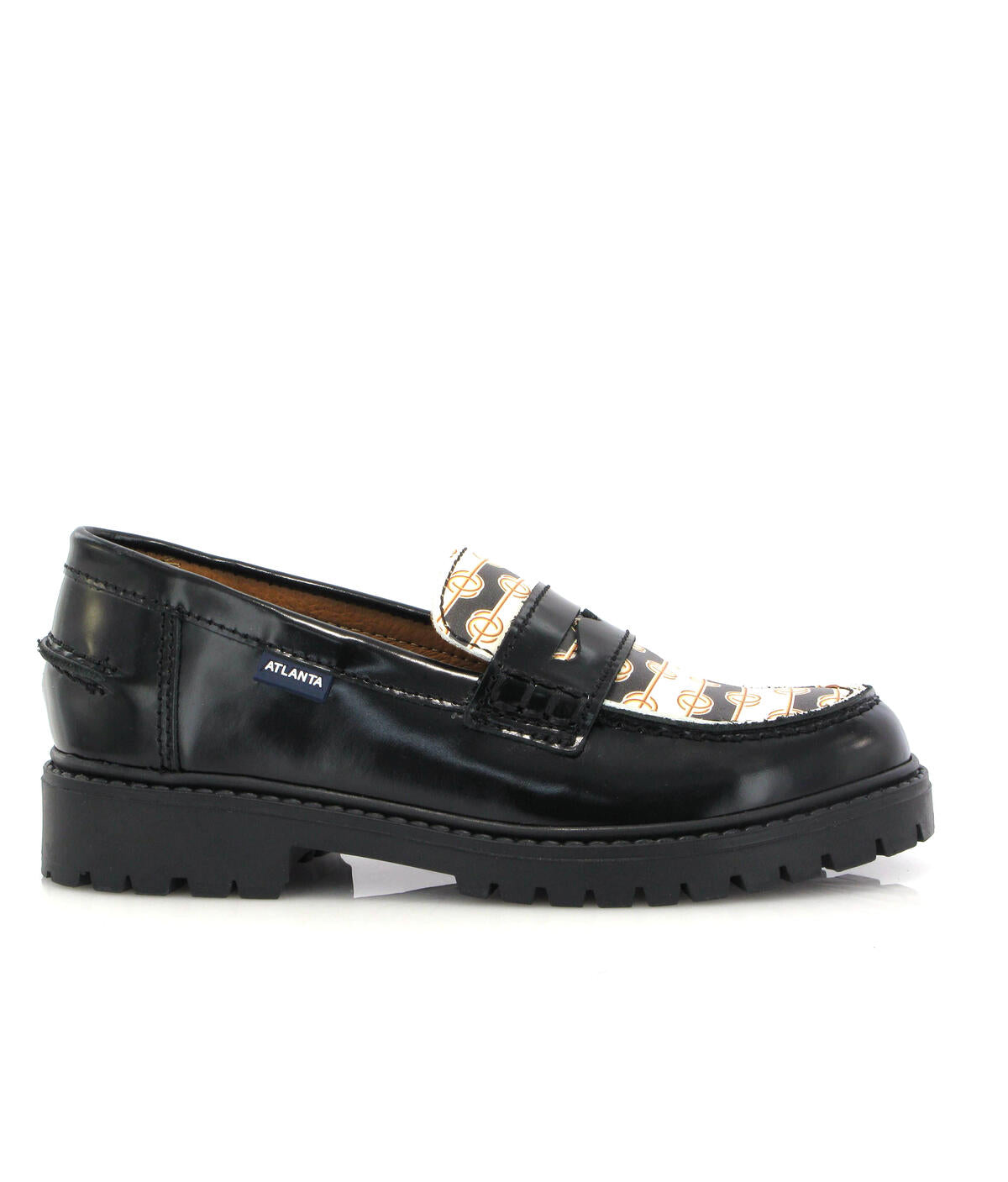 Aurea Penny in Polished Leather - Black - Atlanta Mocassin