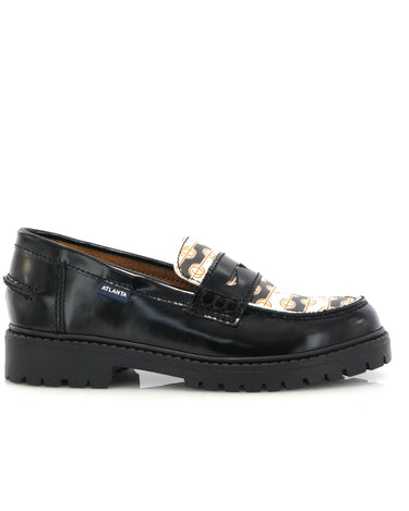 Aurea Penny in Polished Leather - Black - Atlanta Mocassin