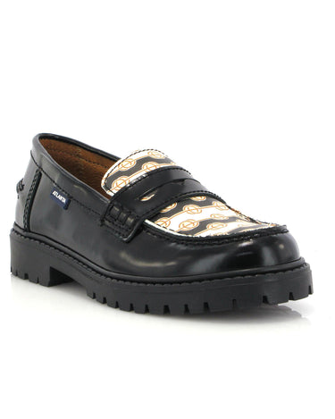 Aurea Penny in Polished Leather - Black - Atlanta Mocassin