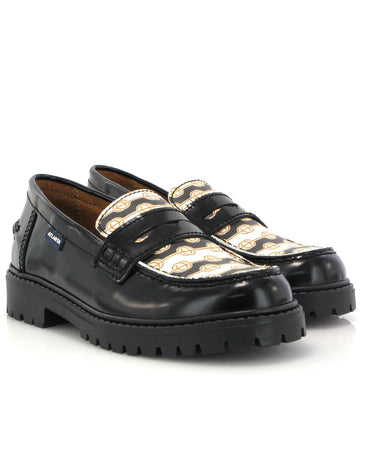 Aurea Penny in Polished Leather - Black - Atlanta Mocassin