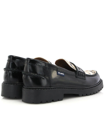 Aurea Penny in Polished Leather - Black - Atlanta Mocassin