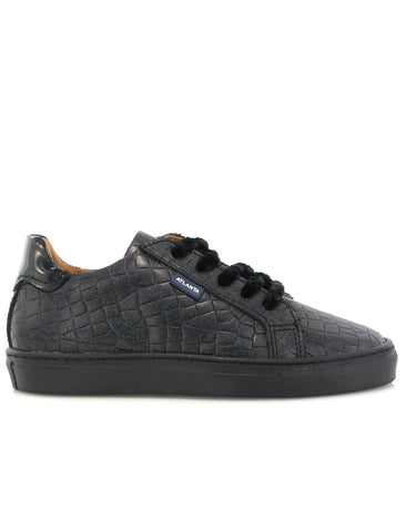 Laces and Zip Sneakers in Mirage Leather - Black - Atlanta Mocassin