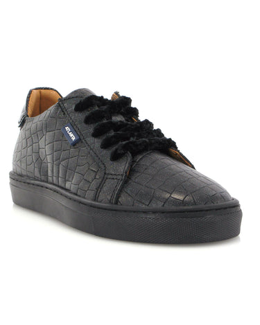 Laces and Zip Sneakers in Mirage Leather - Black - Atlanta Mocassin