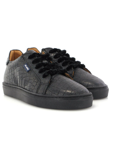 Laces and Zip Sneakers in Mirage Leather - Black - Atlanta Mocassin