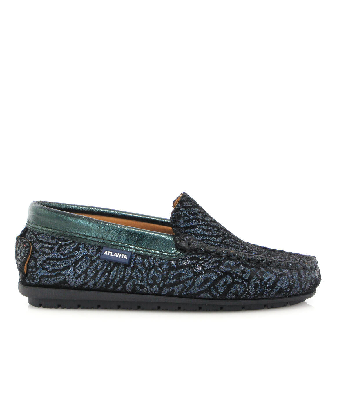 Plain Moccasins in Sky Leo Leather - Petrol - Atlanta Mocassin