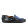 Plain Moccasins in Patent Leather - Navy Blue/Blue Garden - Atlanta Mocassin