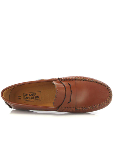 Penny Moccasins in Soft Shiny Leather - Cuoio - Atlanta Mocassin