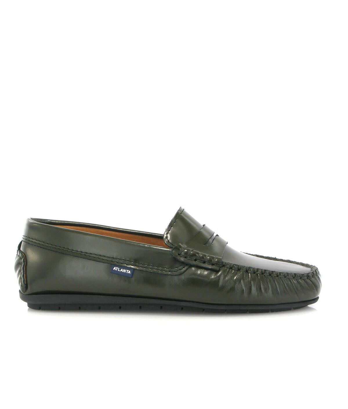 Penny Moccasins in Soft Shiny Leather - Green - Atlanta Mocassin