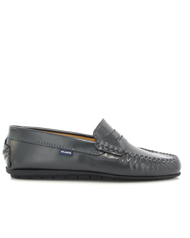 Penny Moccasins in Soft Shiny Leather - Grey - Atlanta Mocassin