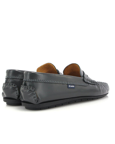 Penny Moccasins in Soft Shiny Leather - Grey - Atlanta Mocassin