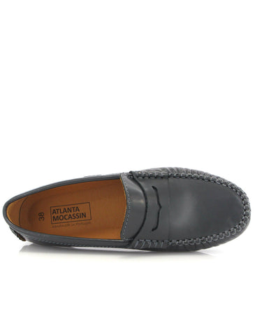 Penny Moccasins in Soft Shiny Leather - Grey - Atlanta Mocassin