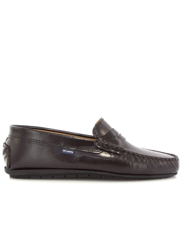 Penny Moccasins in Soft Shiny Leather - Dark Brown - Atlanta Mocassin