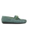 Laces Moccasins in Twill-Effect Leather - Green Mint - Atlanta Mocassin