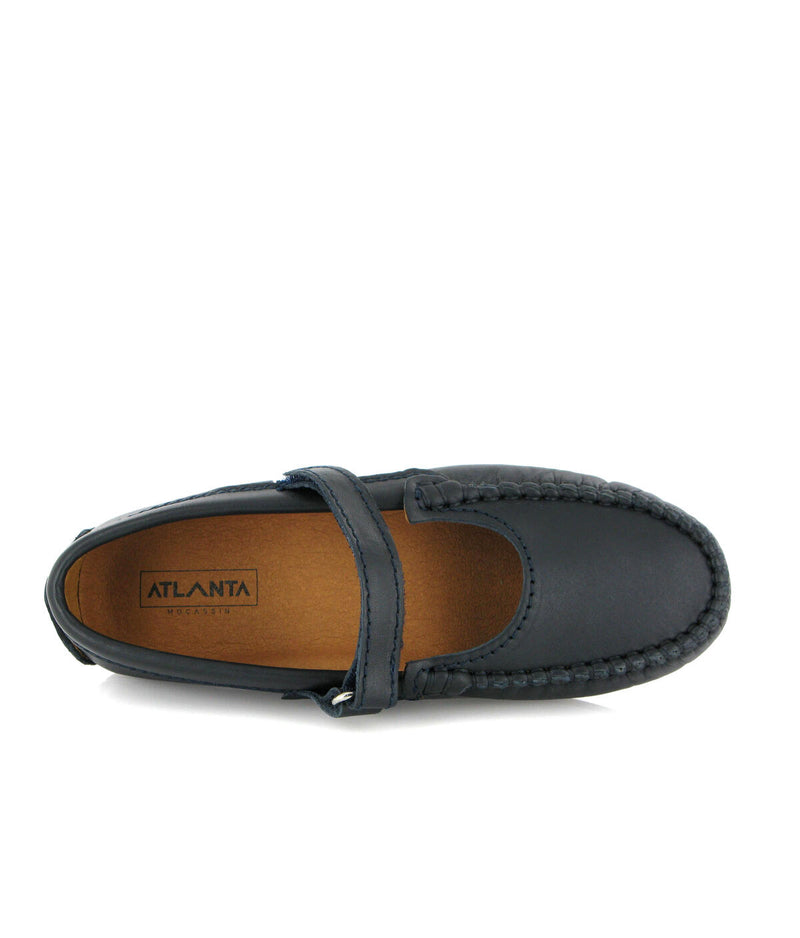 Mary Jane Moccasins in Smooth Leather - Dark Blue - Atlanta Mocassin