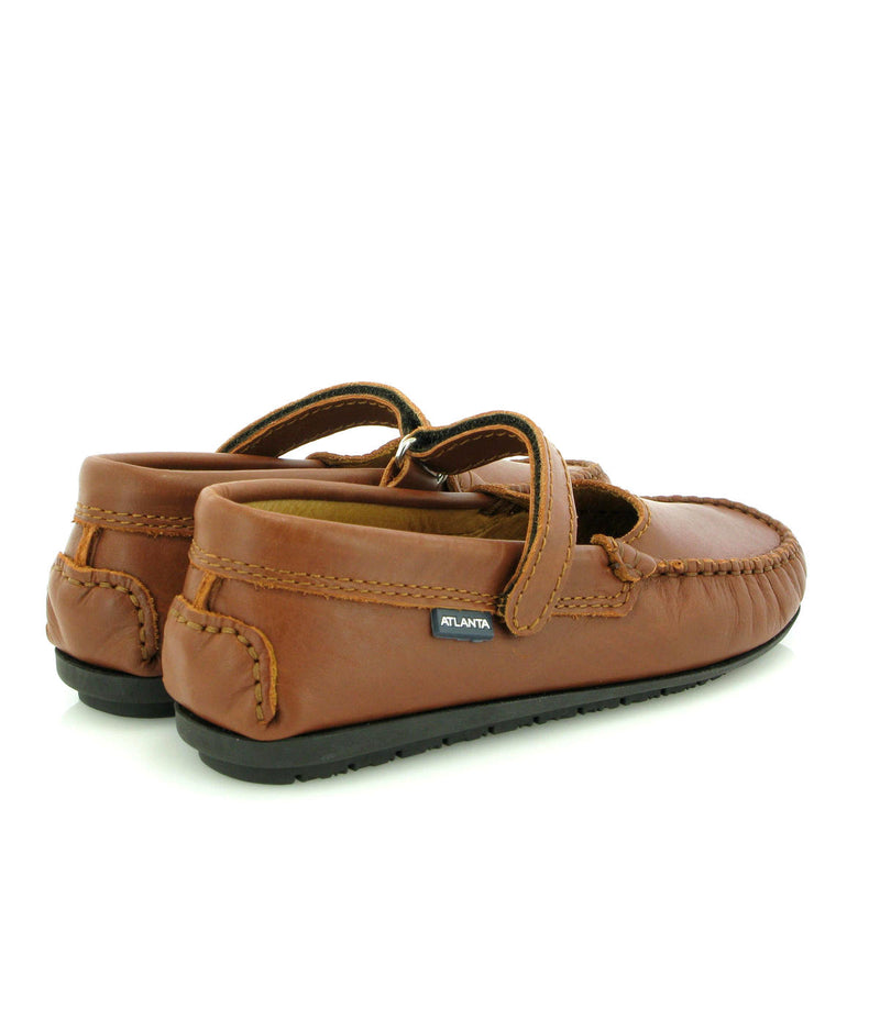 Mary Jane Moccasins in Smooth Leather - Cuoio - Atlanta Mocassin