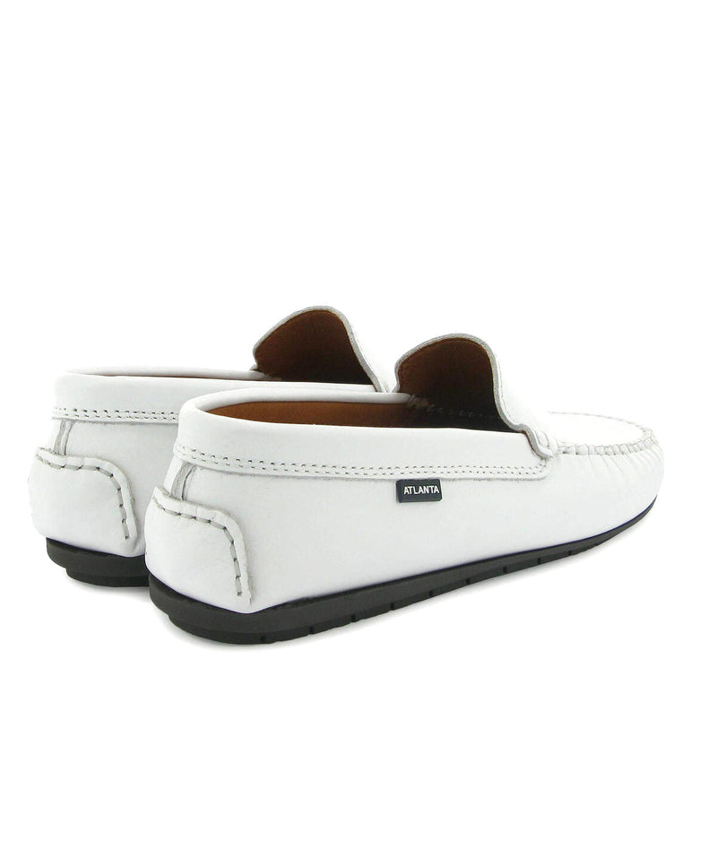 Plain Moccasins in Smooth Leather - White - Atlanta Mocassin