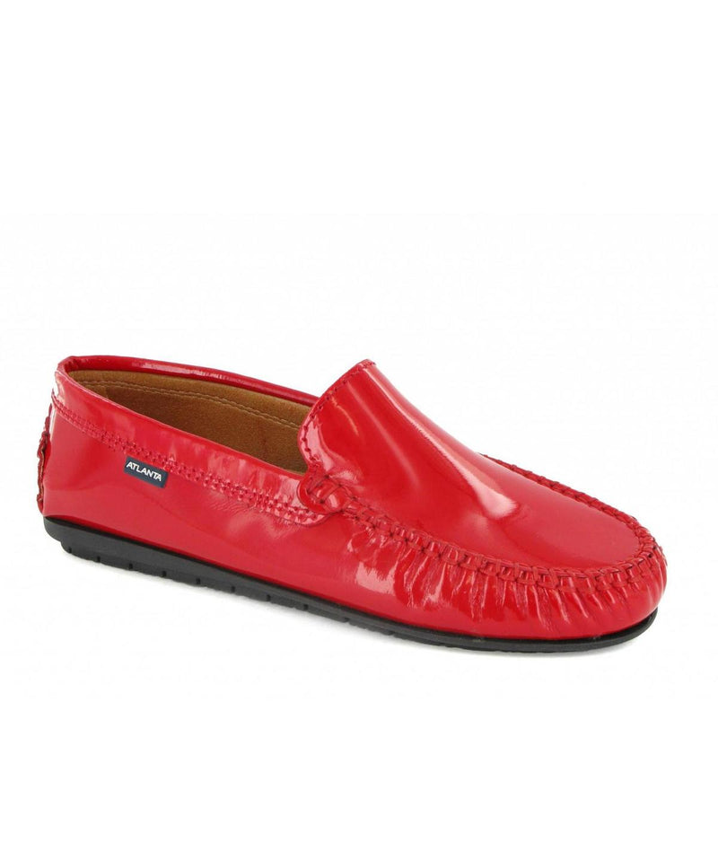 Plain Moccasins in Patent Leather - Red - Atlanta Mocassin