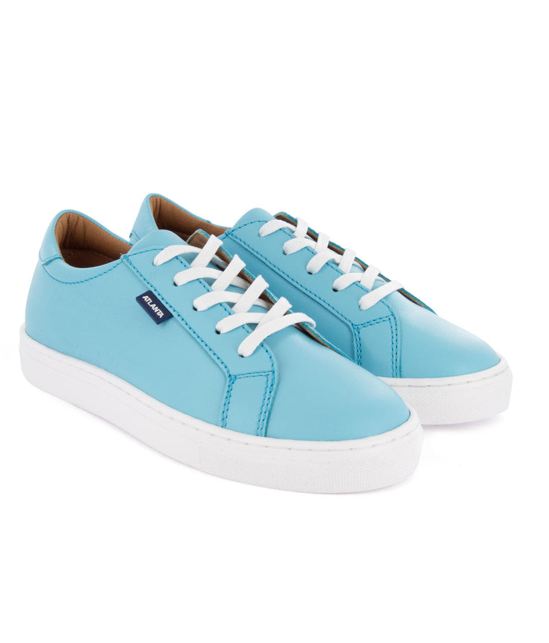 Laces Sneakers in Smooth Leather - Turquoise - Atlanta Mocassin