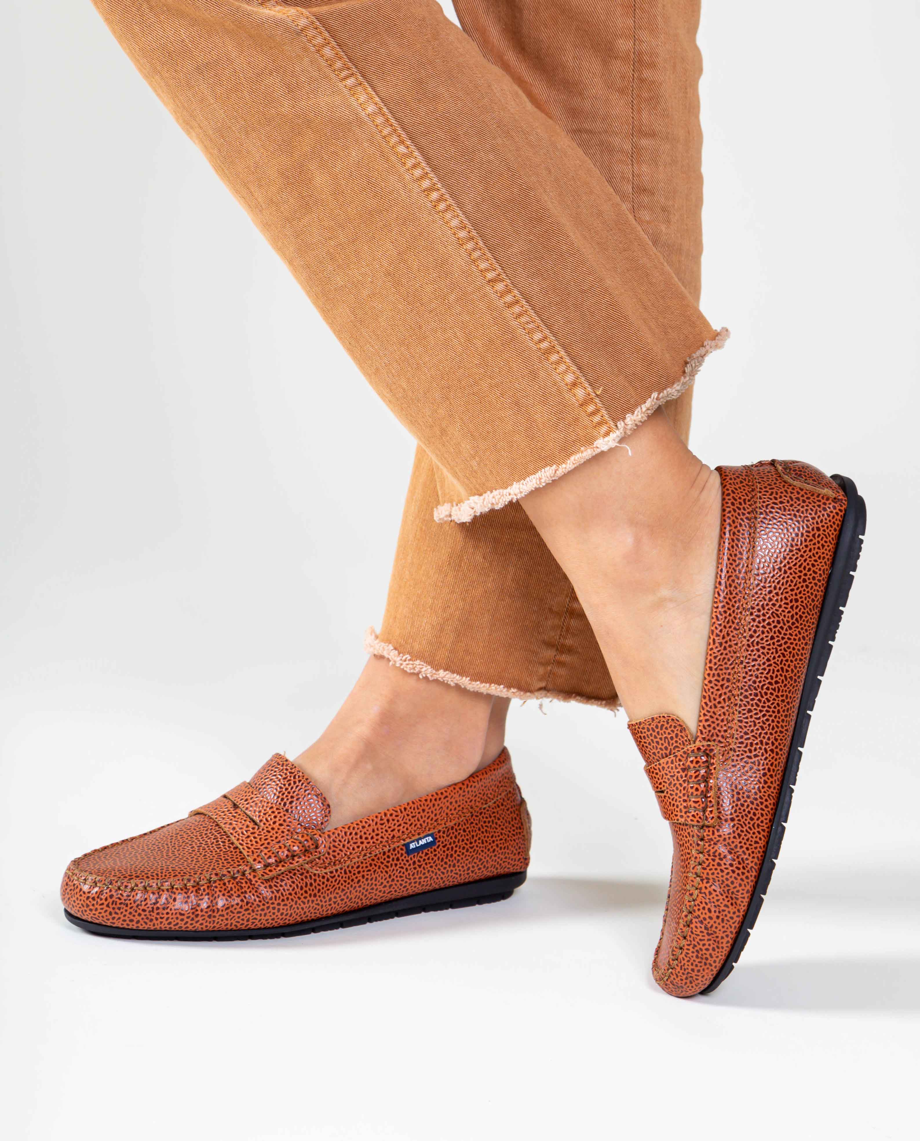 Penny Moccasins in Large Grainy Leather - Camel - Atlanta Mocassin